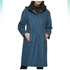 Kenneth Cole Wool Sherpa Coat Long Cinch Waist EIC L